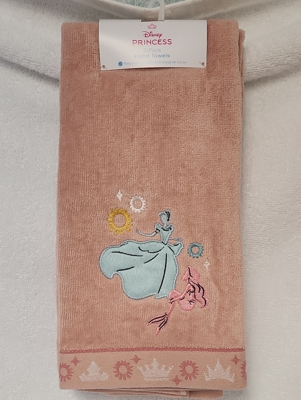 Disney Pink Princess Embroidered Hand Towel with Blue Dress Motif